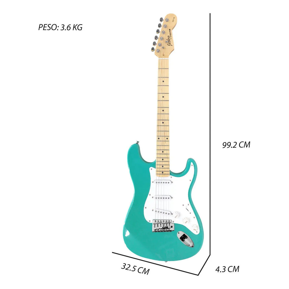 Paquete Guitarra Electrica Jethro Series By Steelpro 032 Color Sherwood Verde Diapasón De Maple Natural Para Diestro