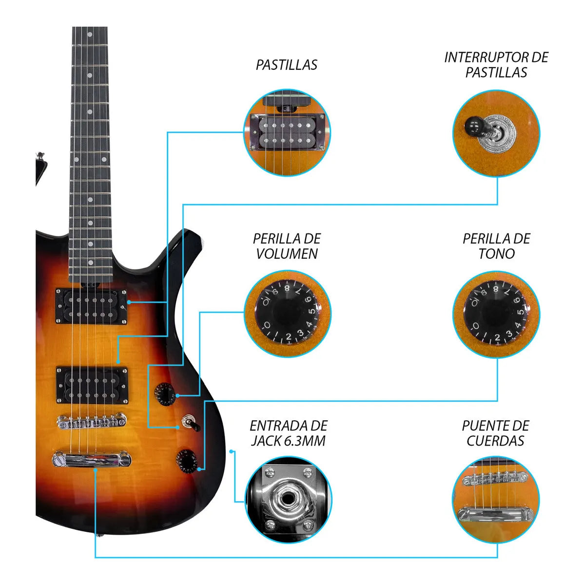Paquete Guitarra Electrica Jethro Series By Steelpro 038-sk Color Maple Material Del Diapasón Flamed 3 Tone Orientación De La Mano Diestro