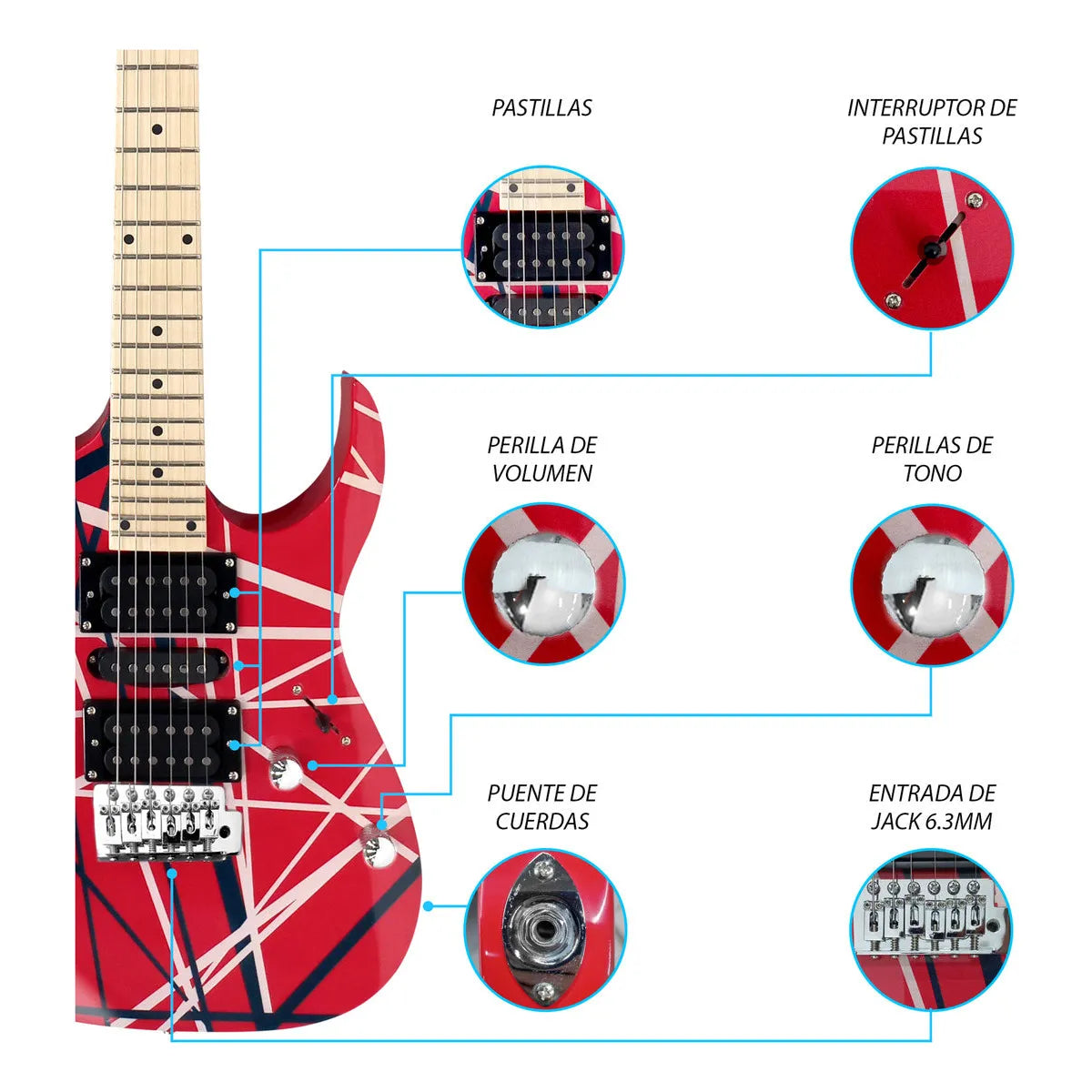 Paquete Guitarra Electrica Jethro Series By Steelpro 047-sk Color Rojo Material Del Diapasón Maple Orientación De La Mano Diestro