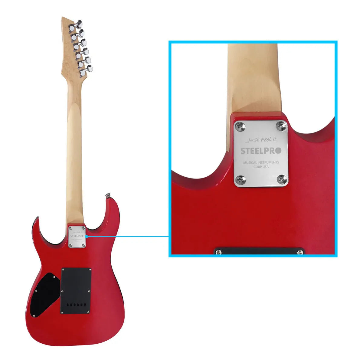 Paquete Guitarra Electrica Jethro Series By Steelpro 047-sk Color Rojo Material Del Diapasón Maple Orientación De La Mano Diestro