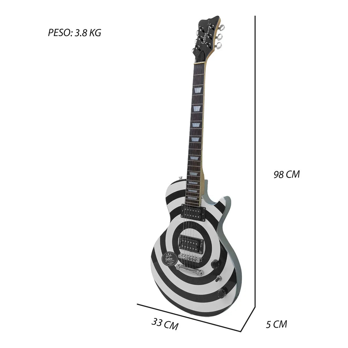 Paquete Guitarra Electrica Jethro Series By Steelpro 065-sk Color Decal Silver Body Material Del Diapasón Álamo Laminado Negro Con Bloques Orientación De La Mano Diestro