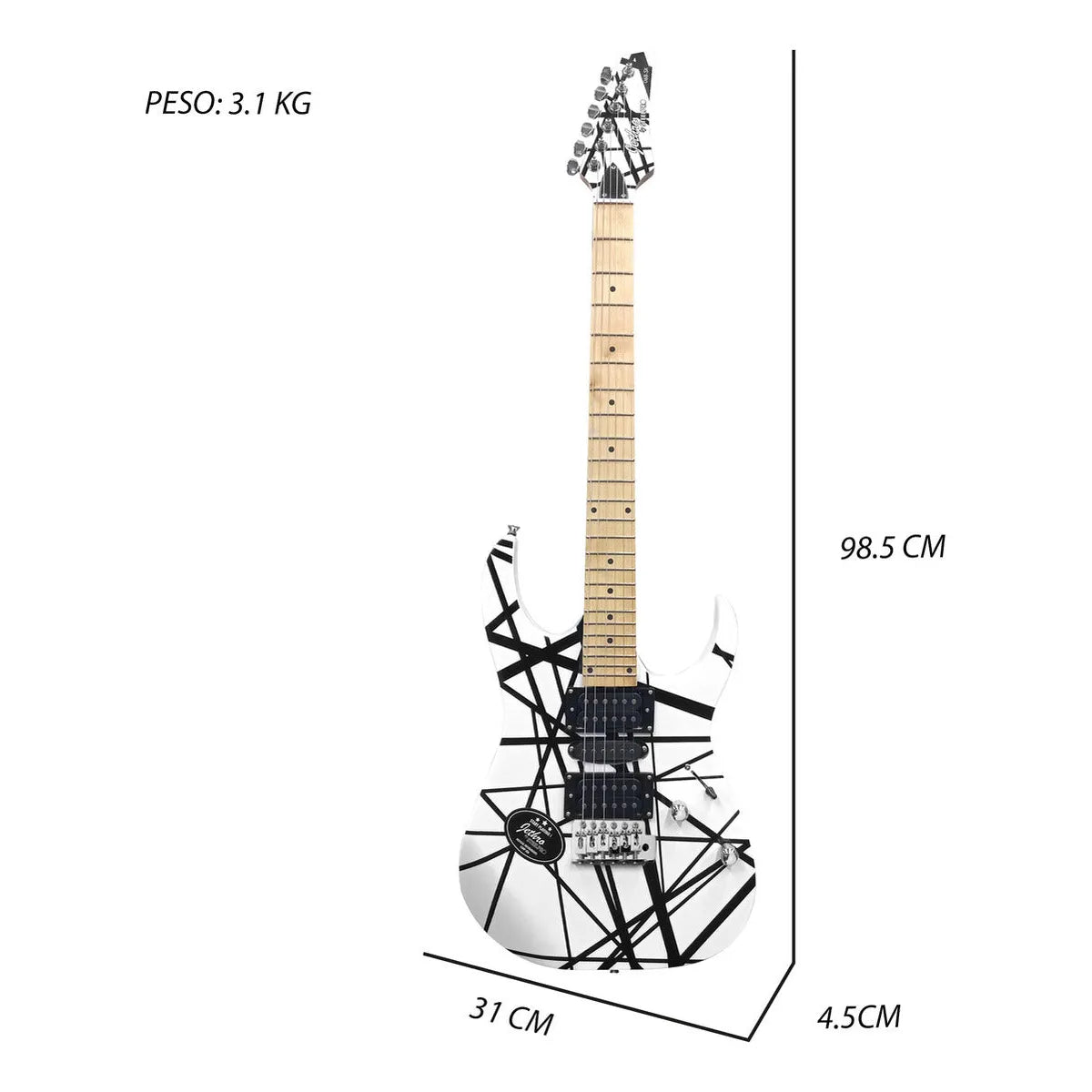 Paquete Guitarra Electrica Jethro Series By Steelpro 068-sk Color White And Black Strip Material Del Diapasón Maple Orientación De La Mano Diestro