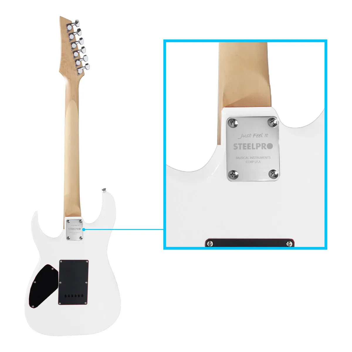 Paquete Guitarra Electrica Jethro Series By Steelpro 068-sk Color White And Black Strip Material Del Diapasón Maple Orientación De La Mano Diestro