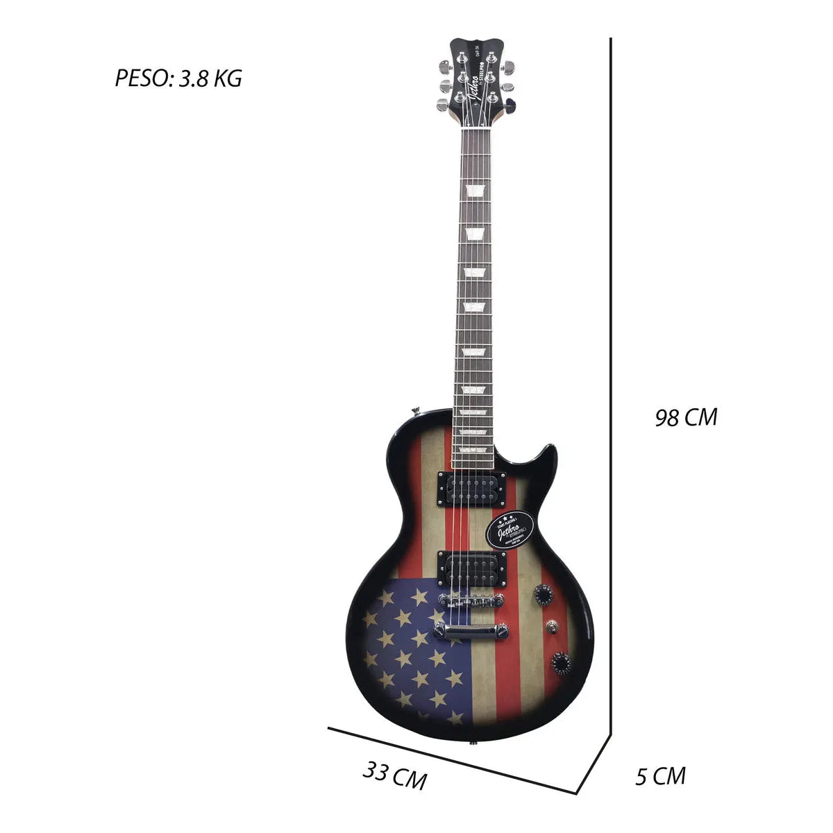 Paquete Guitarra Electrica Jethro Series By Steelpro 069 Color Usa Burst Material Del Diapasón Alamo Negro Laminado Orientación De La Mano Diestro