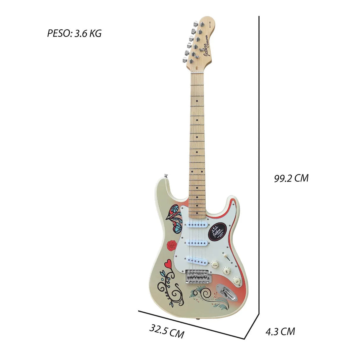 Paquete Guitarra Electrica Jethro Series By Steelpro 077-sk Color Ivory Jh Material Del Diapasón Maple Orientación De La Mano Diestro