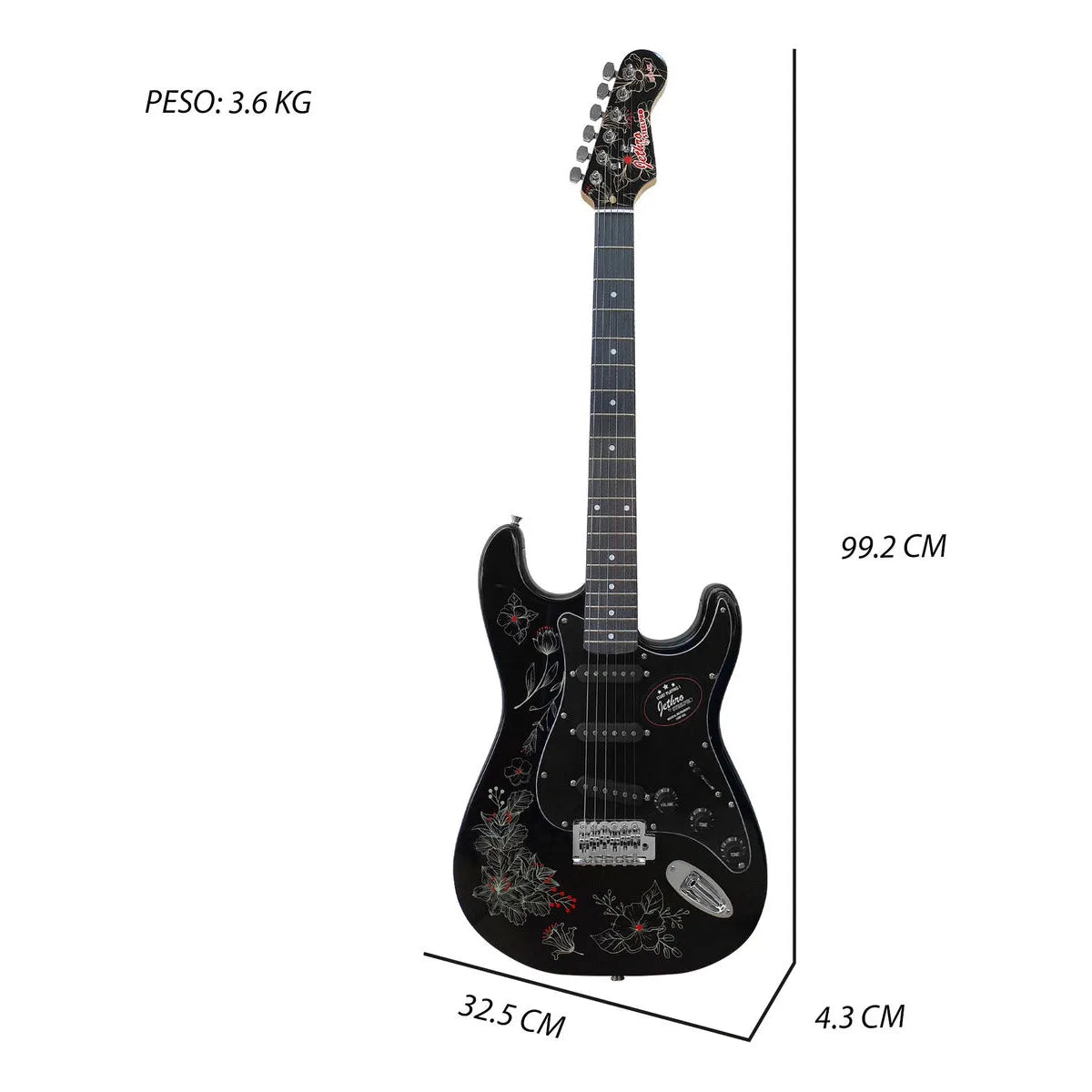Paquete Guitarra Electrica Jethro Series By Steelpro 078-sk Color Negro Material Del Diapasón Alamo Negro Orientación De La Mano Diestro