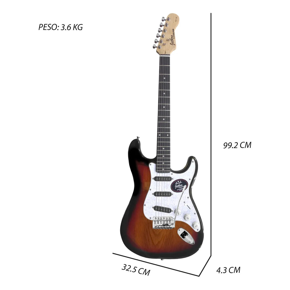 Paquete Guitarra Electrica Jethro Series By steelpro 021 Color 3-tone Sunburst Orientación De La Mano Diestro