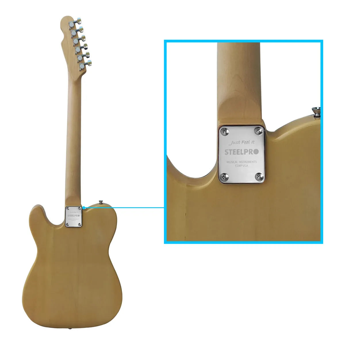 Paquete Guitarra Electrica Series Jethro By Steelpro 033-sk Color Natural Mahogany Material Del Diapasón Alamo Negro Laminado Orientación De La Mano Diestro