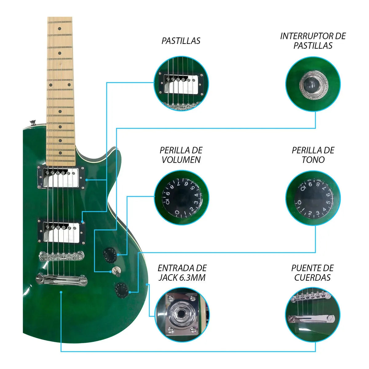 Paquete Guitarra Electrica Series Jethro By Steelpro 045-sk Material Del Diapasón Maple Orientación De La Mano Diestro