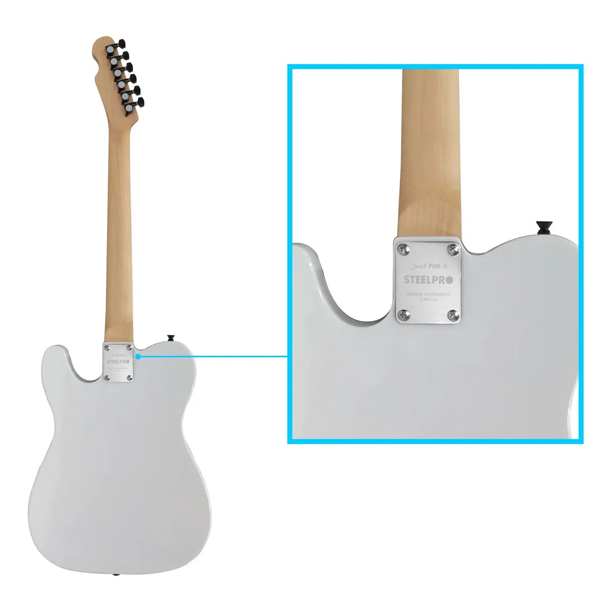 Paquete Guitarra Electrica Series Jethro By Steelpro 048-sk Color Blanco Material Del Diapasón Maple Orientación De La Mano Diestro