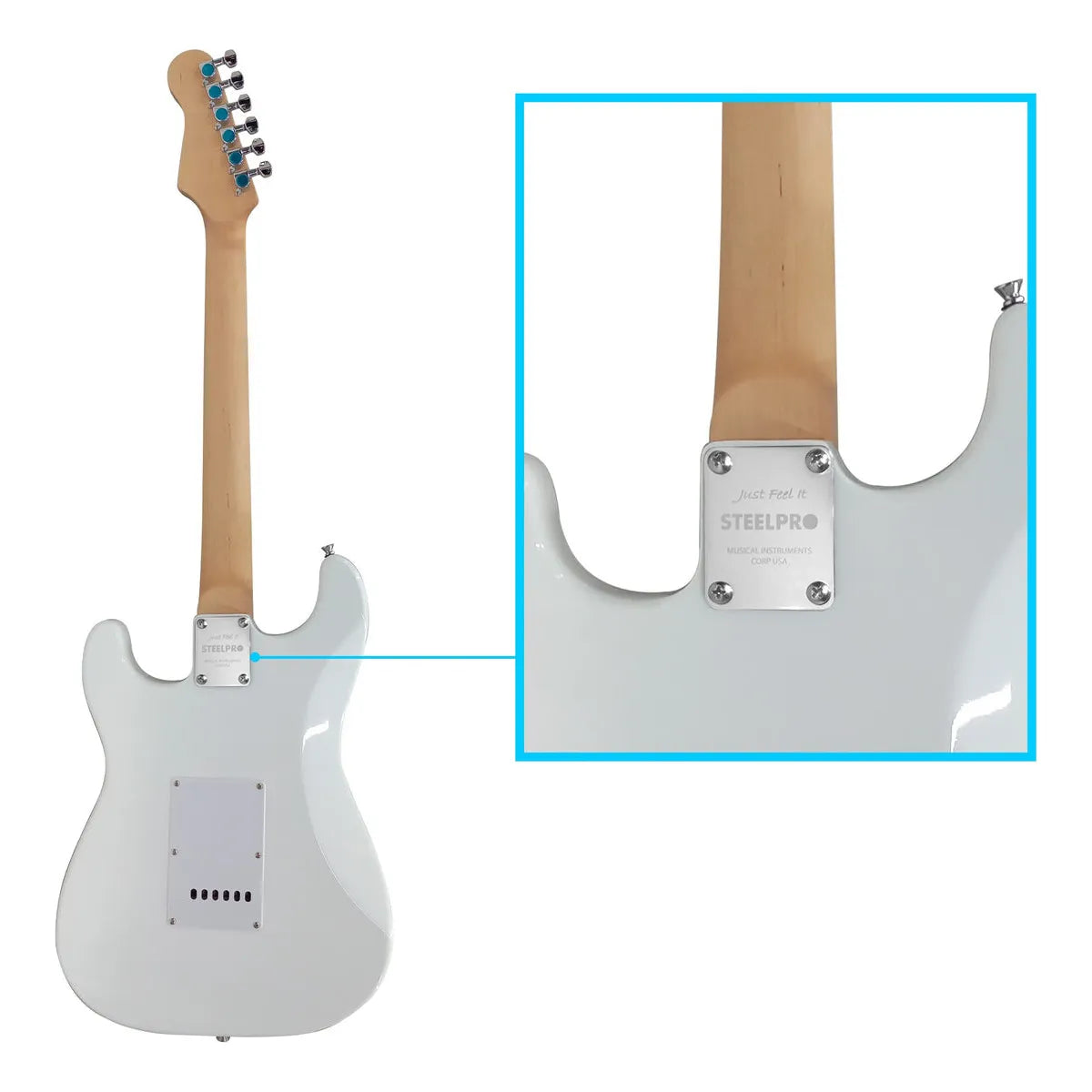 Paquete Guitarra Electrica Series Jethro By Steelpro 049-sk Color Blanco Material Del Diapasón Maple Orientación De La Mano Diestro