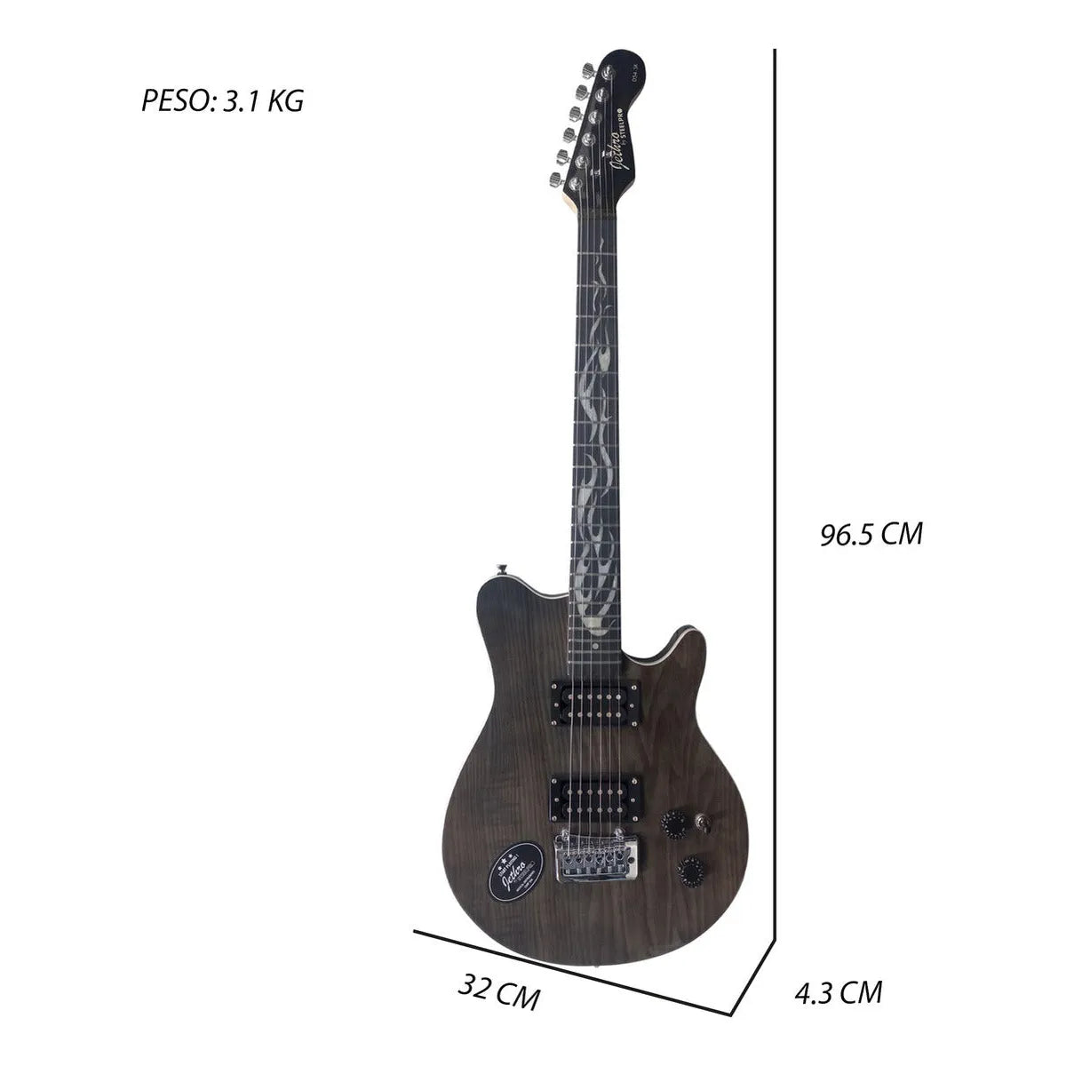 Paquete Guitarra Eléctrica Series Jethro By Steelpro 054-sk Color Blanck Venner Material Del Diapasón Álamo Negro Lamiando Orientación De La Mano Diestro