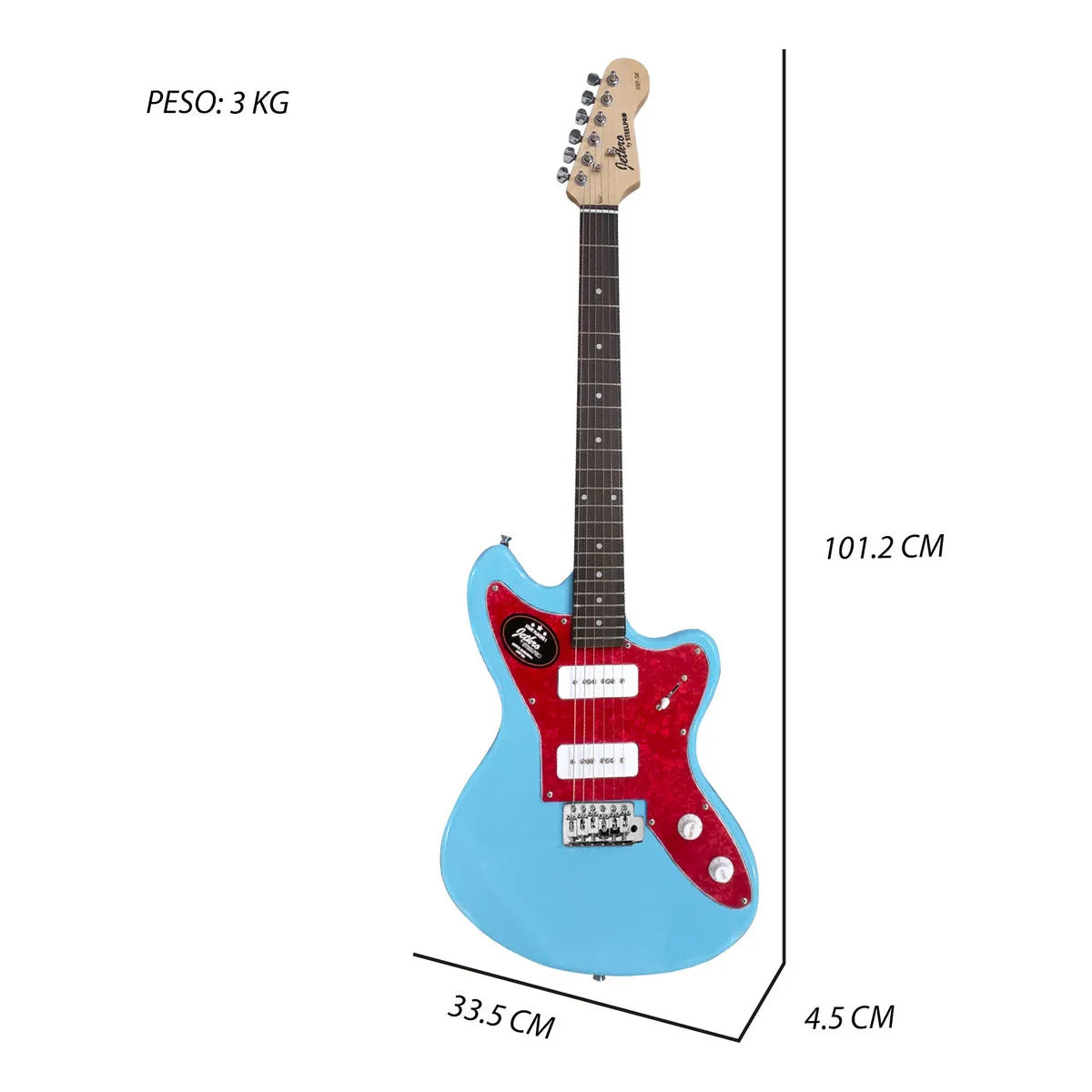 Paquete Guitarra Electrica Series Jethro By Steelpro 059 Color Sky Blue Diapasón De Álamo Laminado Para Diestro