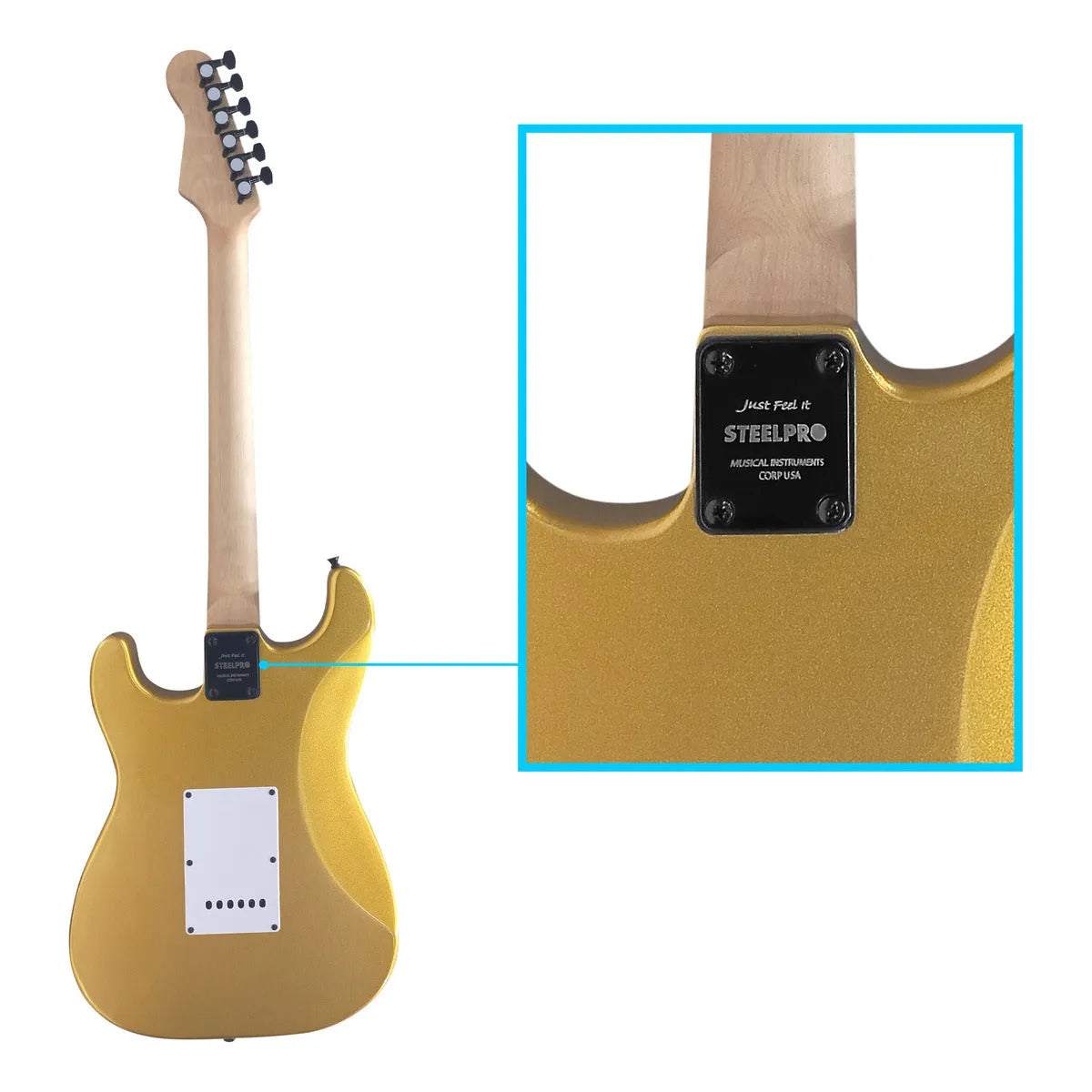 Paquete Guitarra Electrica Series Jethro By Steelpro 061-sk Color Dorado Material Del Diapasón Álamo Laminado Orientación De La Mano Diestro