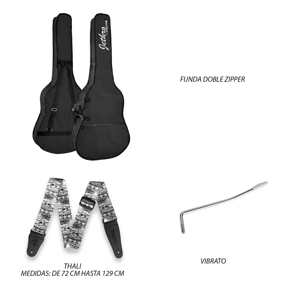 Paquete Guitarra Electrica Series Jethro By Steelpro 062-sk Color Black Satin Silver Powder Material Del Diapasón Maple Orientación De La Mano Diestro