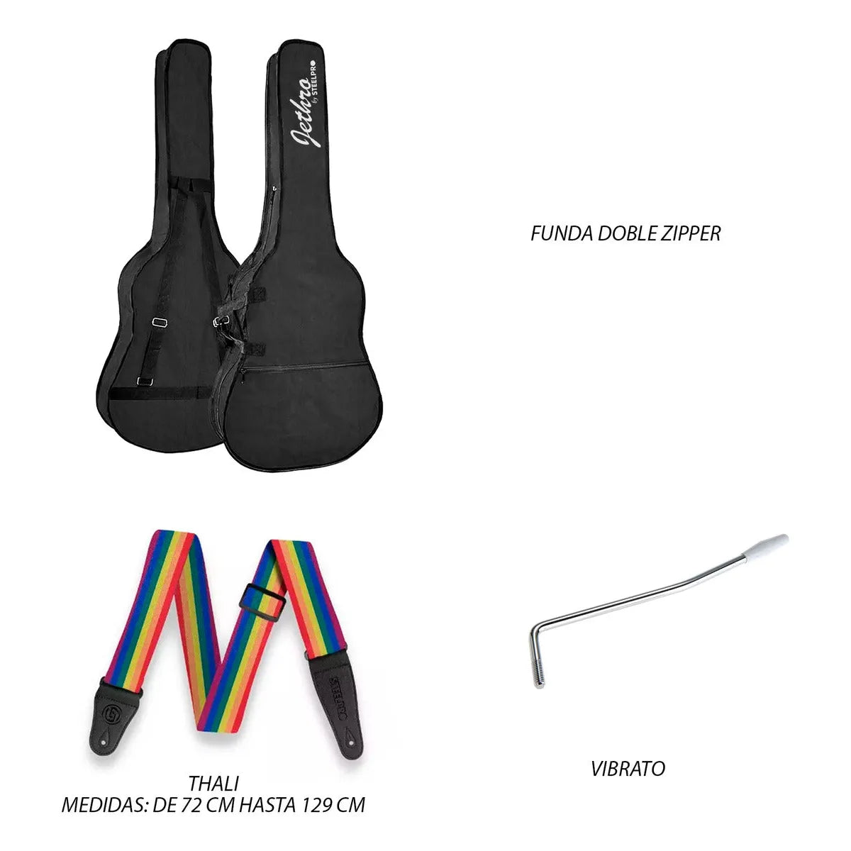 Paquete Guitarra Electrica Series Jethro By Steelpro 066-sk Color Black Material Del Diapasón Orientación De La Mano Diestro