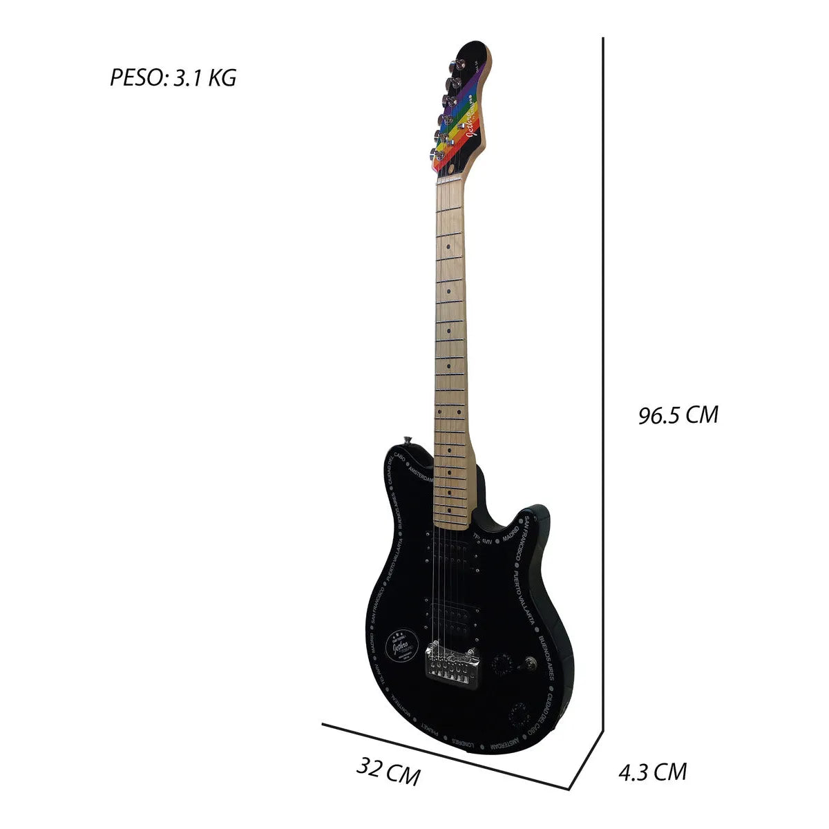 Paquete Guitarra Electrica Series Jethro By Steelpro 066-sk Color Black Material Del Diapasón Orientación De La Mano Diestro