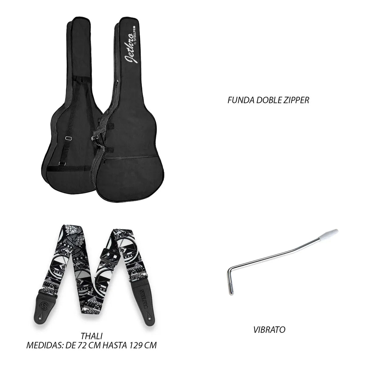Paquete Guitarra Electrica Series Jethro By Steelpro 067-sk Color Tattoo Orientación De La Mano Diestro