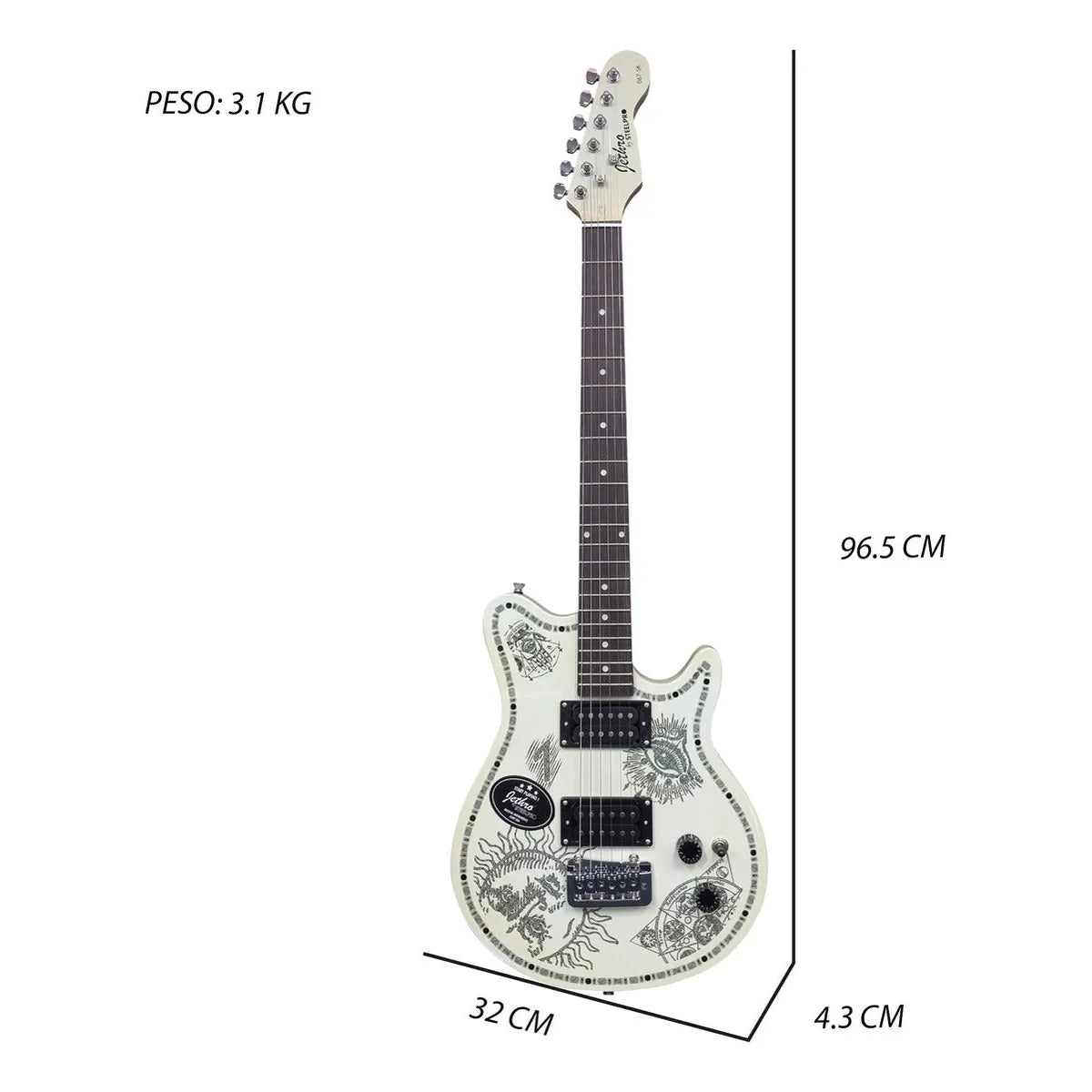 Paquete Guitarra Electrica Series Jethro By Steelpro 067-sk Color Tattoo Orientación De La Mano Diestro
