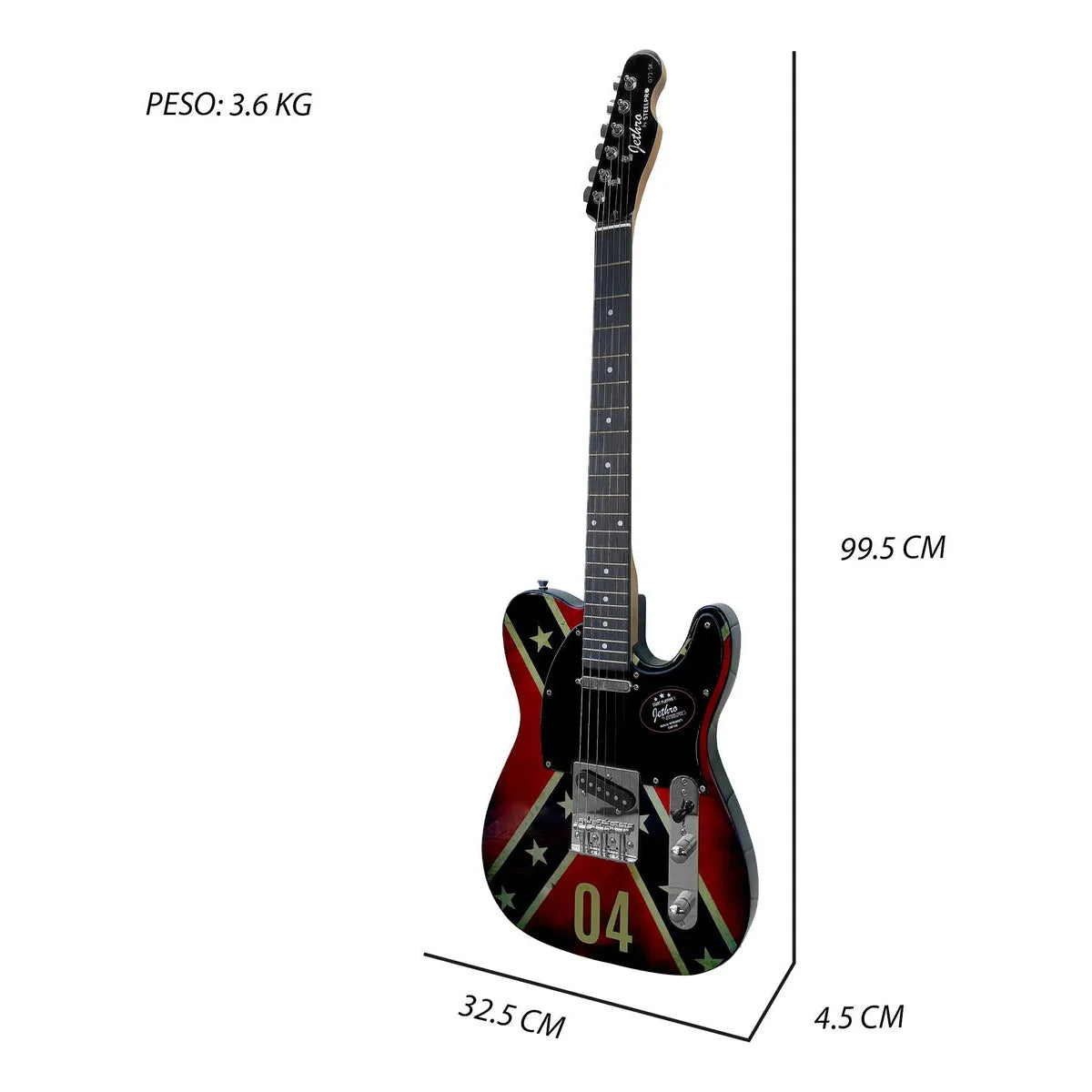 Paquete Guitarra Electrica Series Jethro By Steelpro 072-sk Color Confederate Flag Material Del Diapasón Negro Laminado Orientación De La Mano Diestro