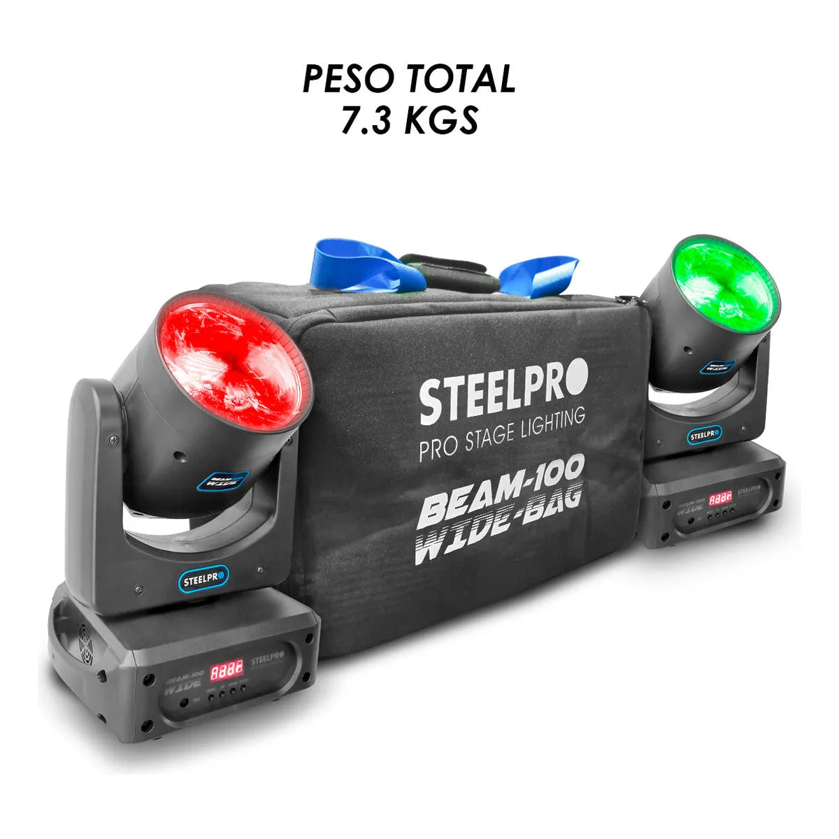 Par Cabezas Movil Led Beam 100w Con Maleta By Steelpro