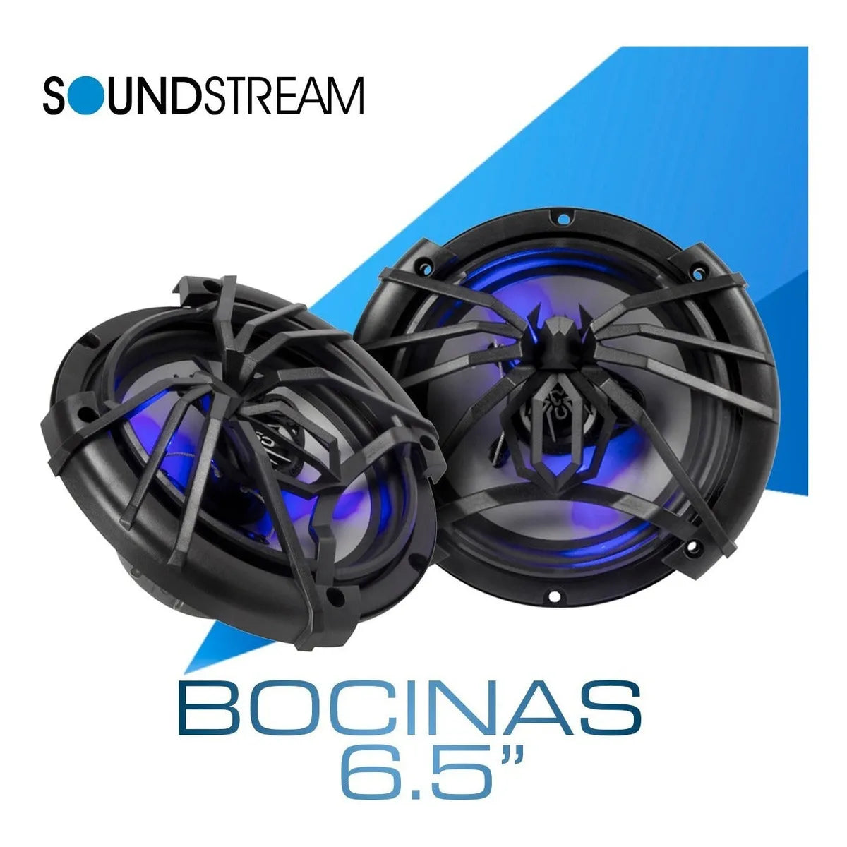 Par De Bocina 6.5 Cono Plata Y Led Azul