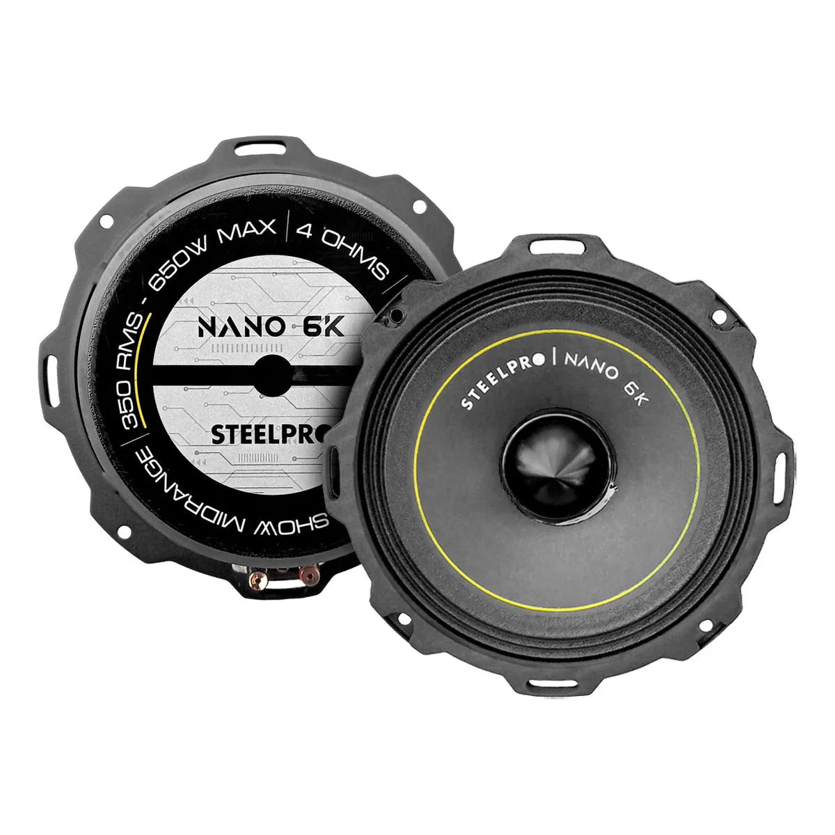 Par De Medio Rango Nano 6.5puLG Open Show Alto Spl Steelpro Color Negro