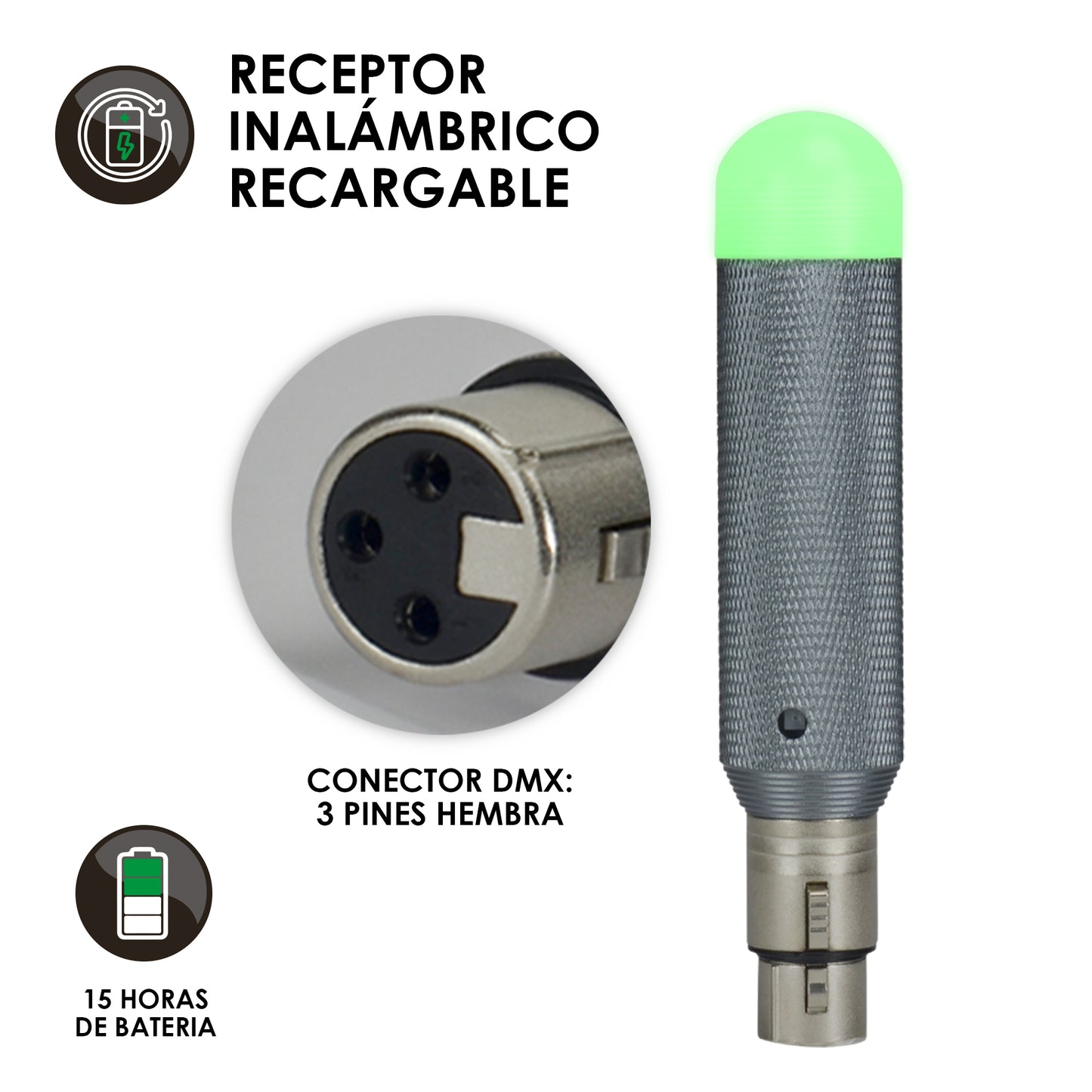 Antena Receptora Inalámbrica Dmx512 Recargable By Steelpro Color Gris
