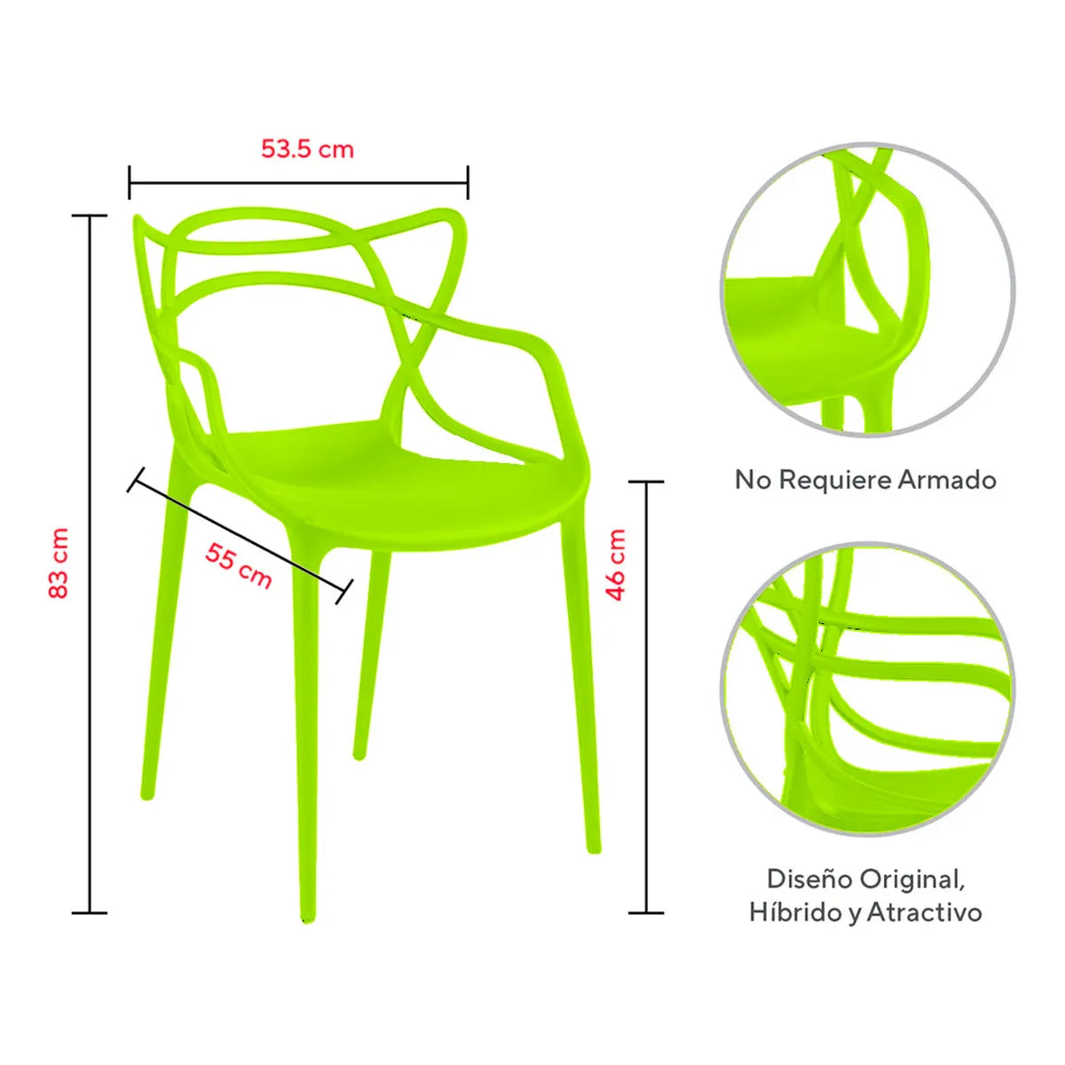 Set 4 Sillas Bellair Master De Comedor Restaurante Apilables