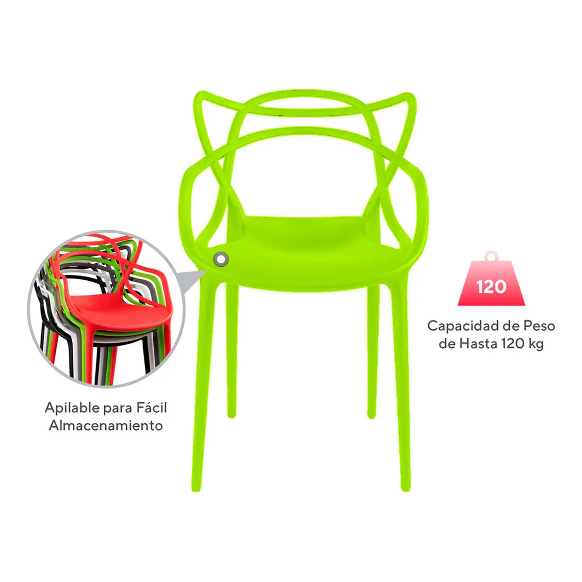 Set 4 Sillas Bellair Master De Comedor Restaurante Apilables