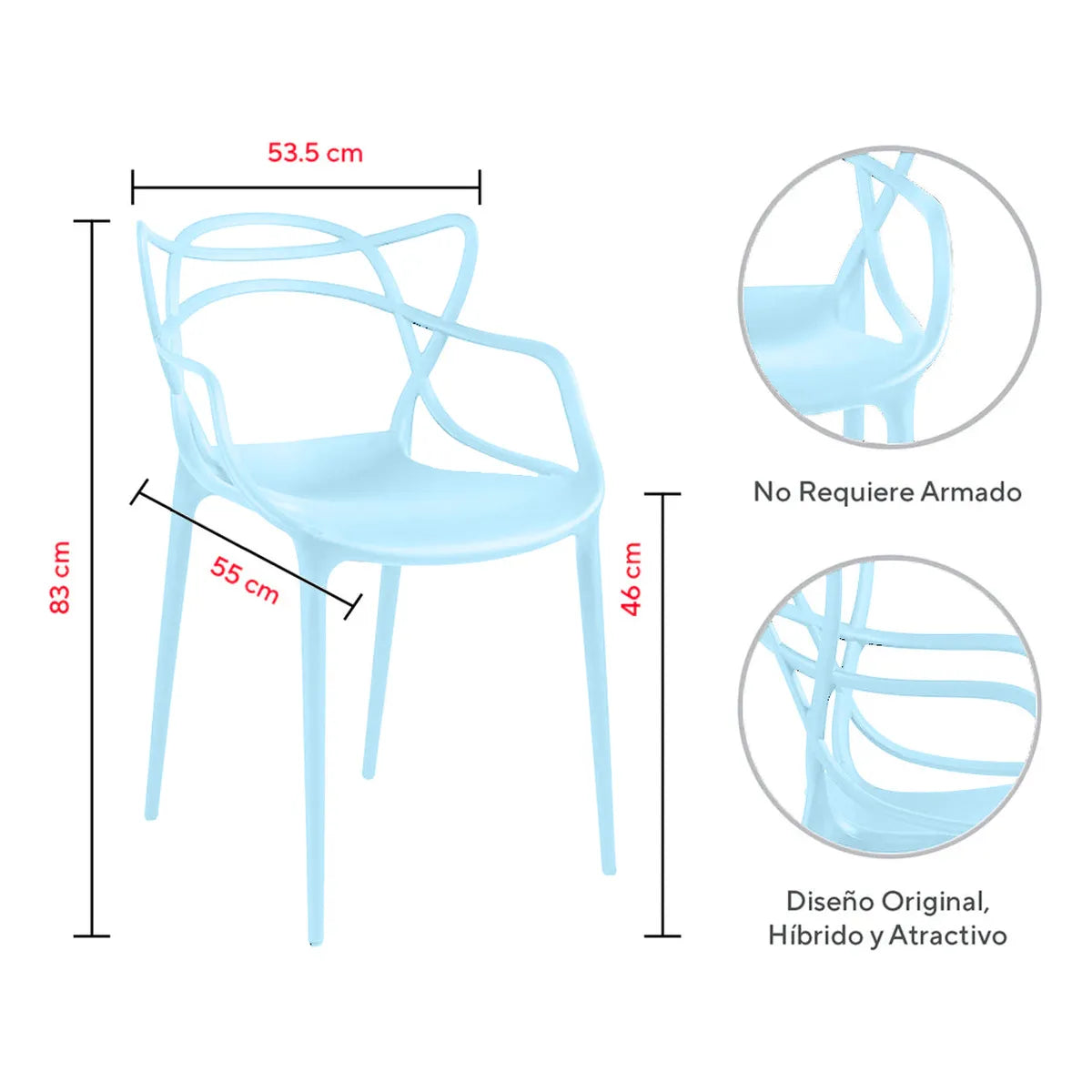 Set 4 Sillas Bellair Master De Comedor Restaurante Apilables