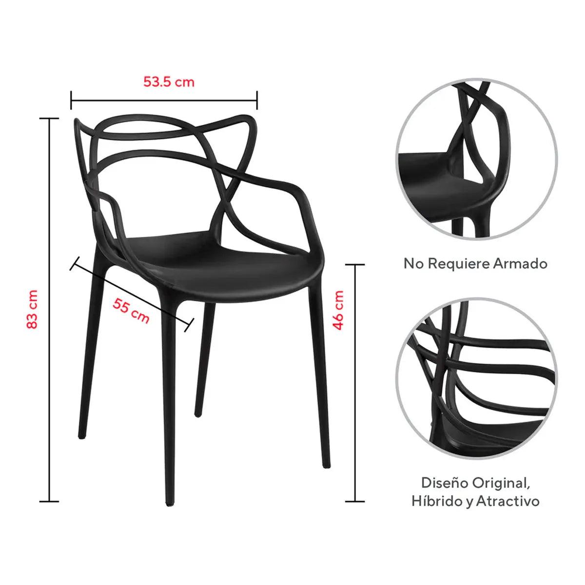 Set 4 Sillas Bellair Master De Comedor Restaurante Apilables