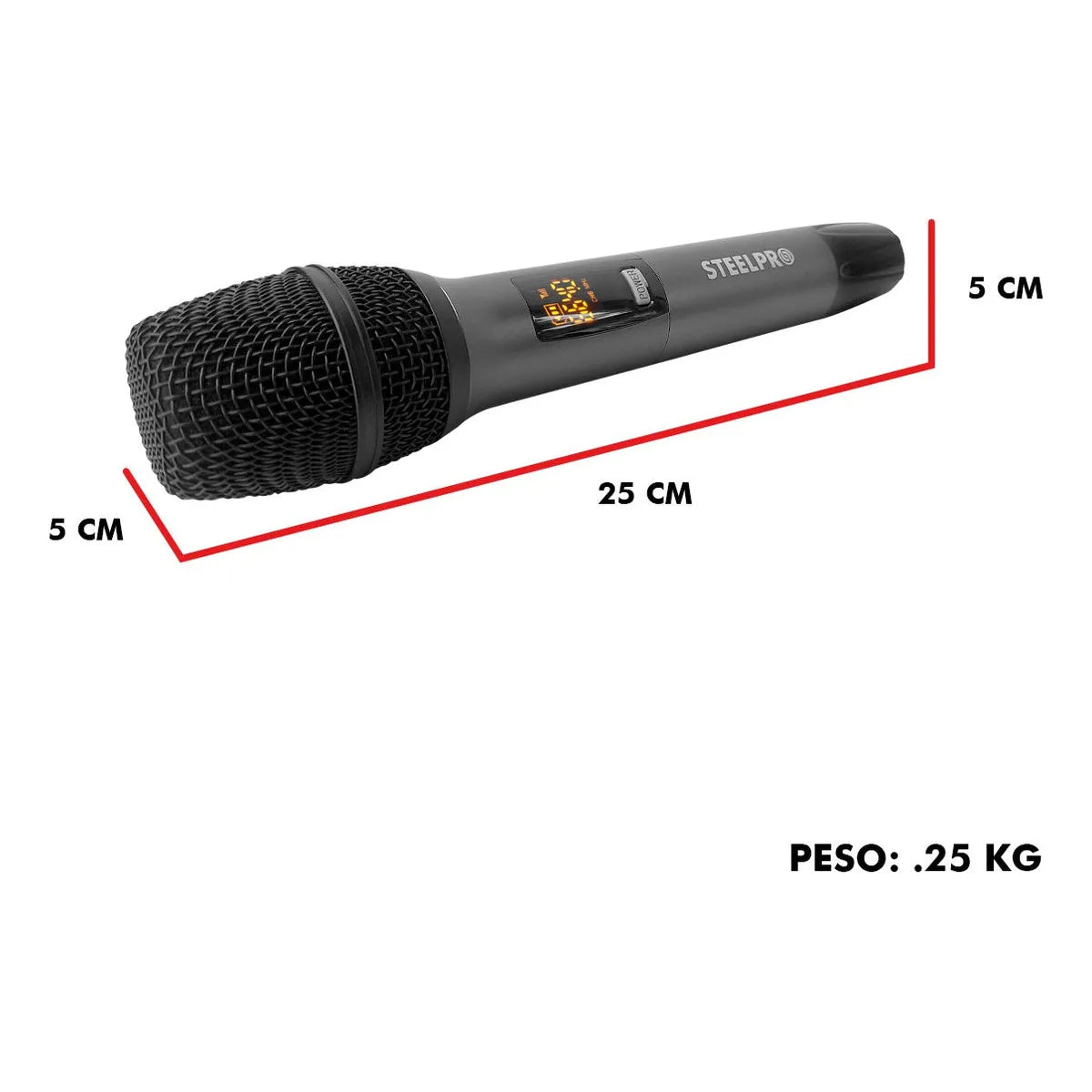 Set Profesional 2 Micrófonos Inalámbricos Uhf 70m Steelpro Color Negro