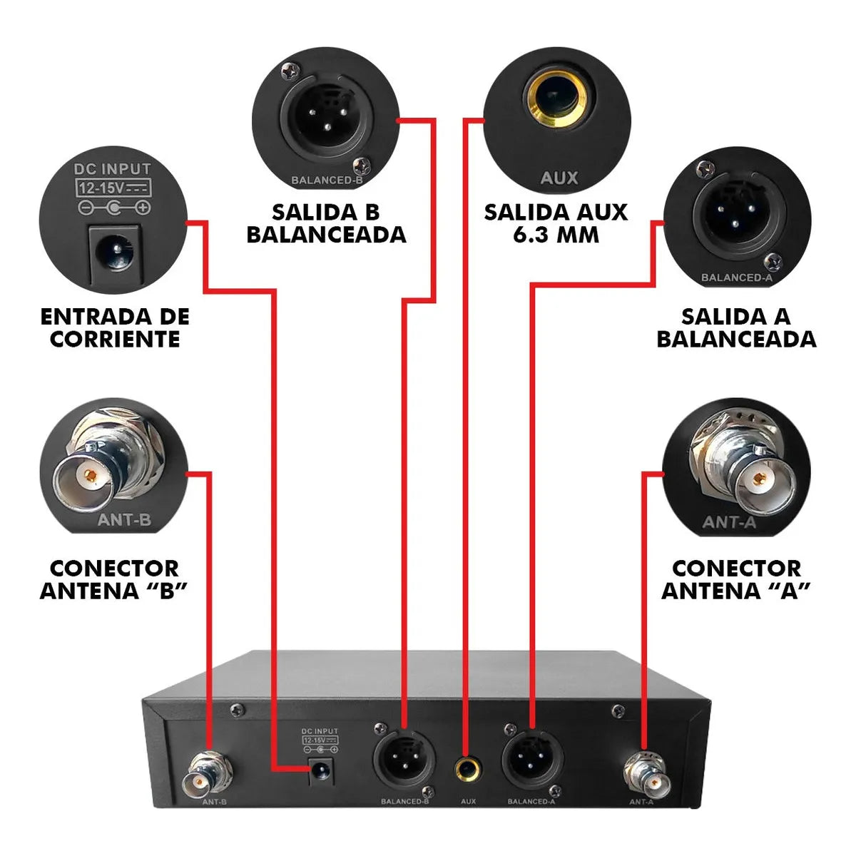 Set Profesional 2 Micrófonos Inalámbricos Uhf 70m Steelpro Color Negro