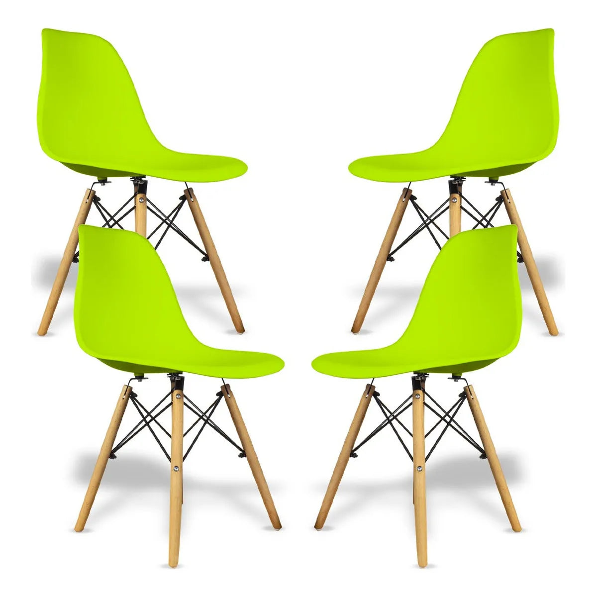 Silla De Comedor Bellair Ba-lounge4k Con Estructura Color Madera Y Asiento Verde Claro X 4 Unidades