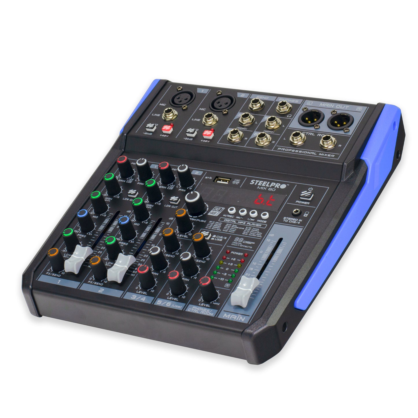 Mezcladora Audio 6 Canales 99 Efectos Bluetooth By Steelpro