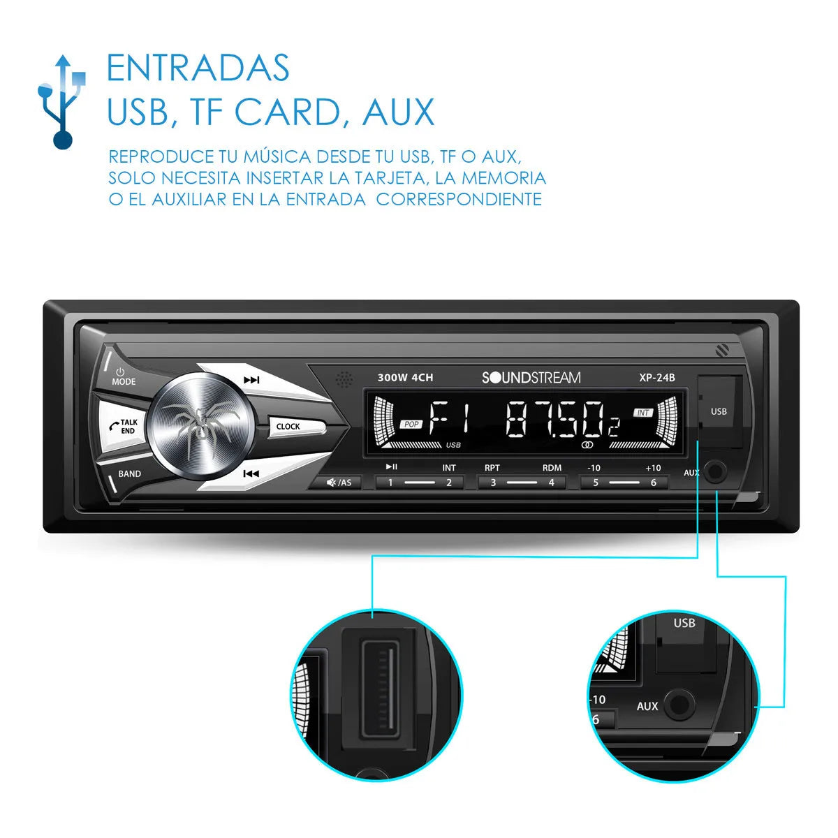 Soundstream Vm Xp-24b Autoestéreo Para Auto Con Usb Y Bluetooth