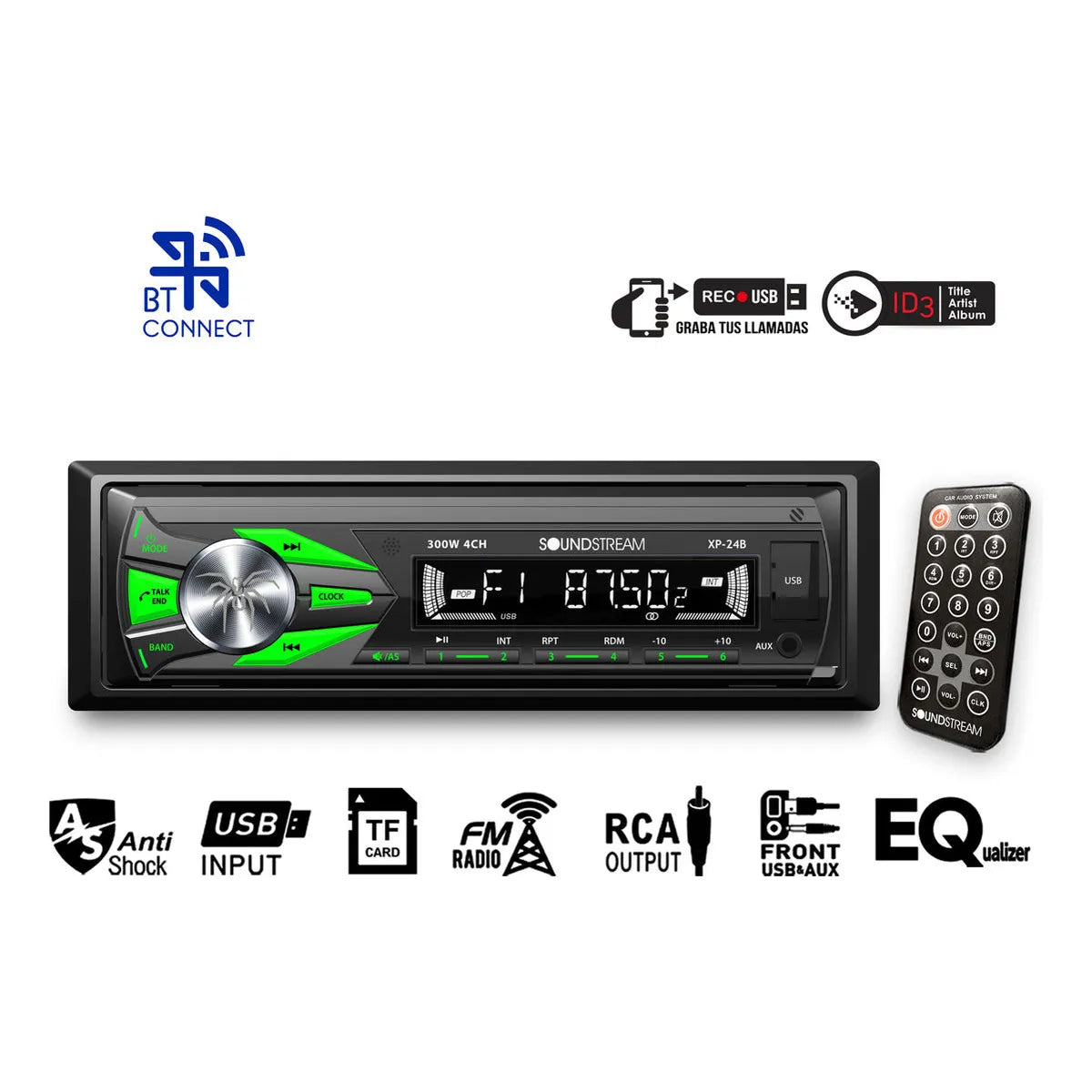 Soundstream Vm Xp-24b Autoestéreo Para Auto Con Usb Y Bluetooth