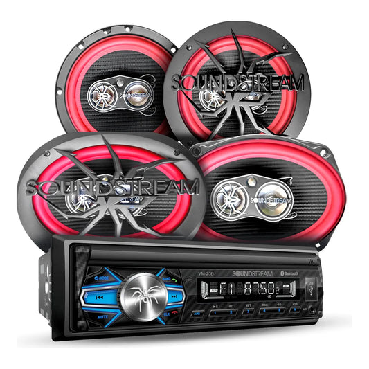 Steelpro Kit Autoestereo Bluetooth Bocina 6x9 Y Bocinas 6.5