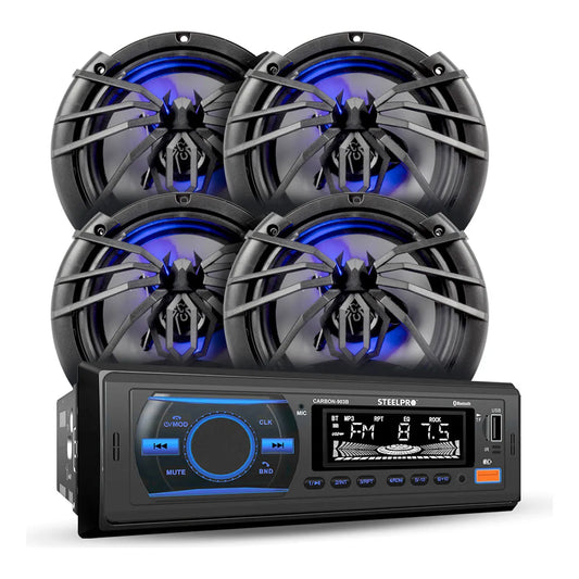 Steelpro Kit Autoestereo Bluetooth Y 4 Bocinas 6.5
