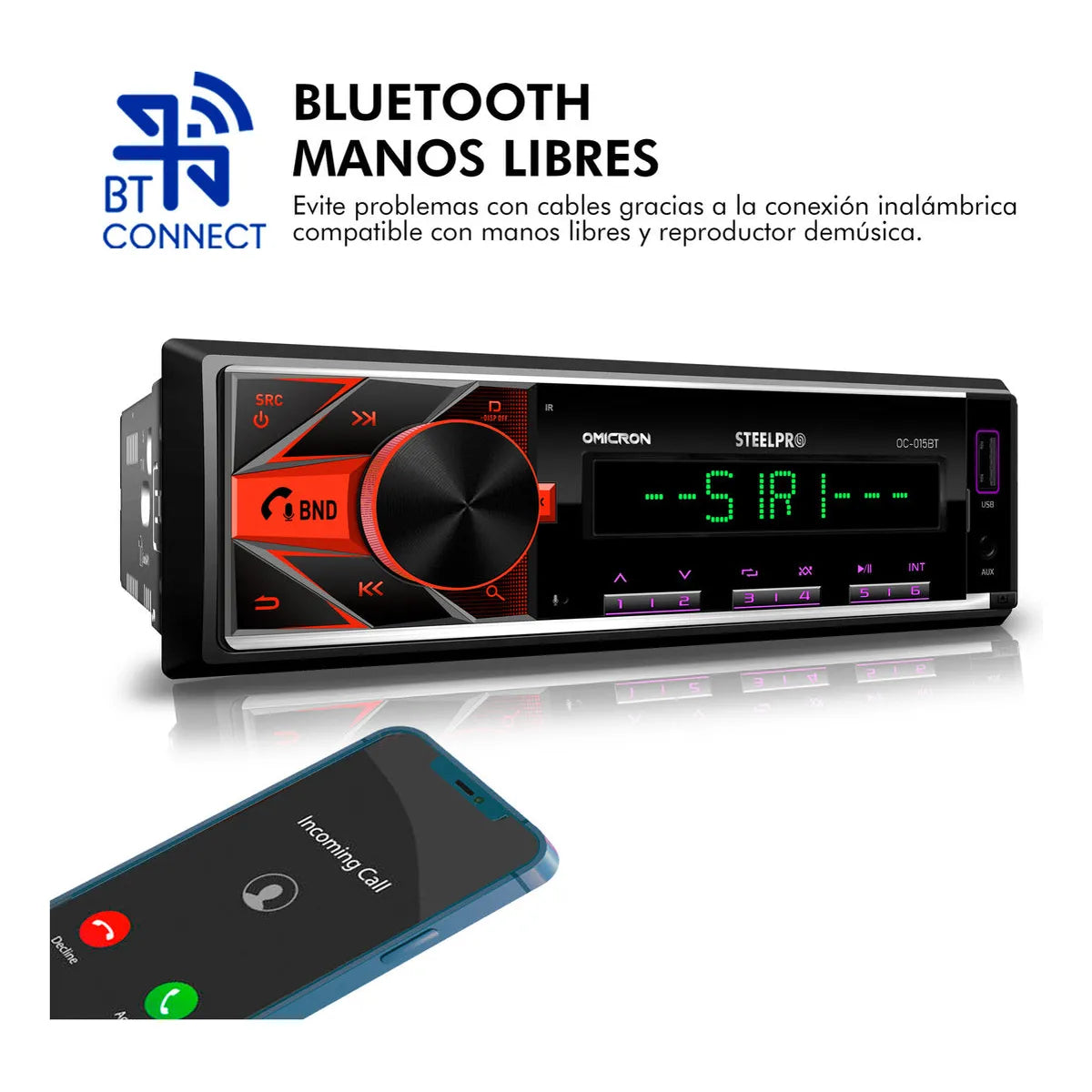 Steelpro Kit Autoestereo Bluetooth Y Bocinas 6.5 Usb-sd Card