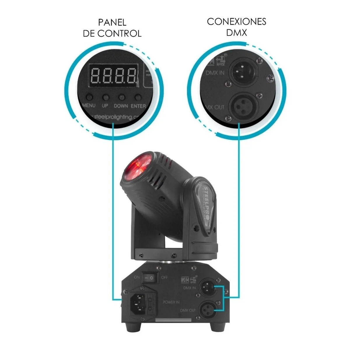 Steelpro Maleta Con 2 Mini Cabezas Móvil Beam Rgbw, 4 En 1