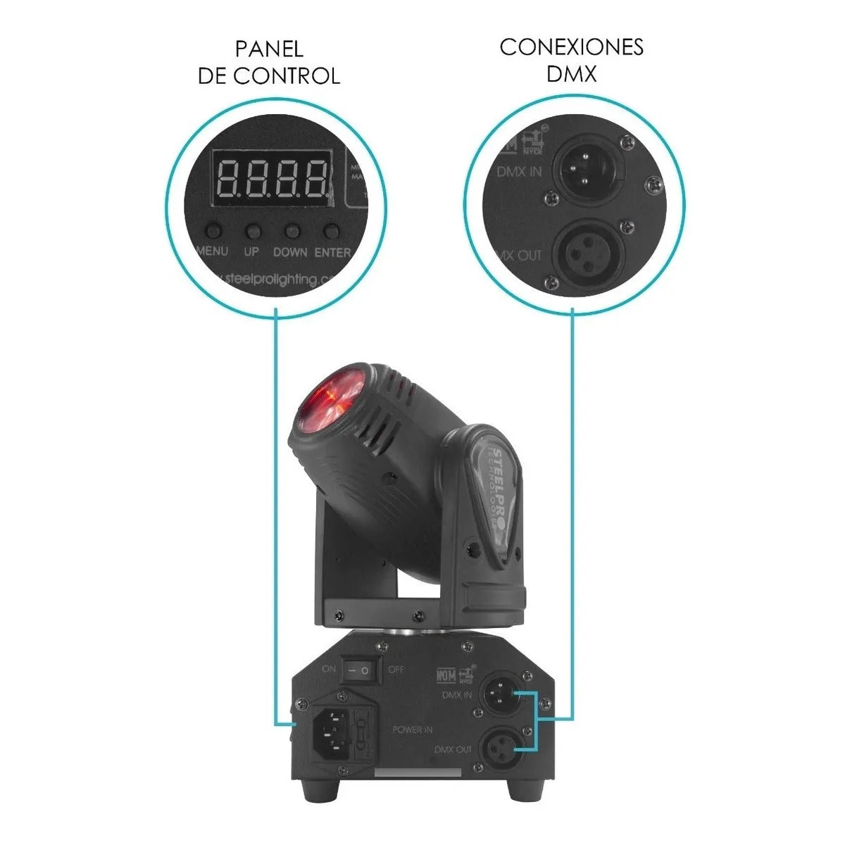 Steelpro Mini Cabeza Móvil Beam Rgbw, 4 En 1, 15 Watts