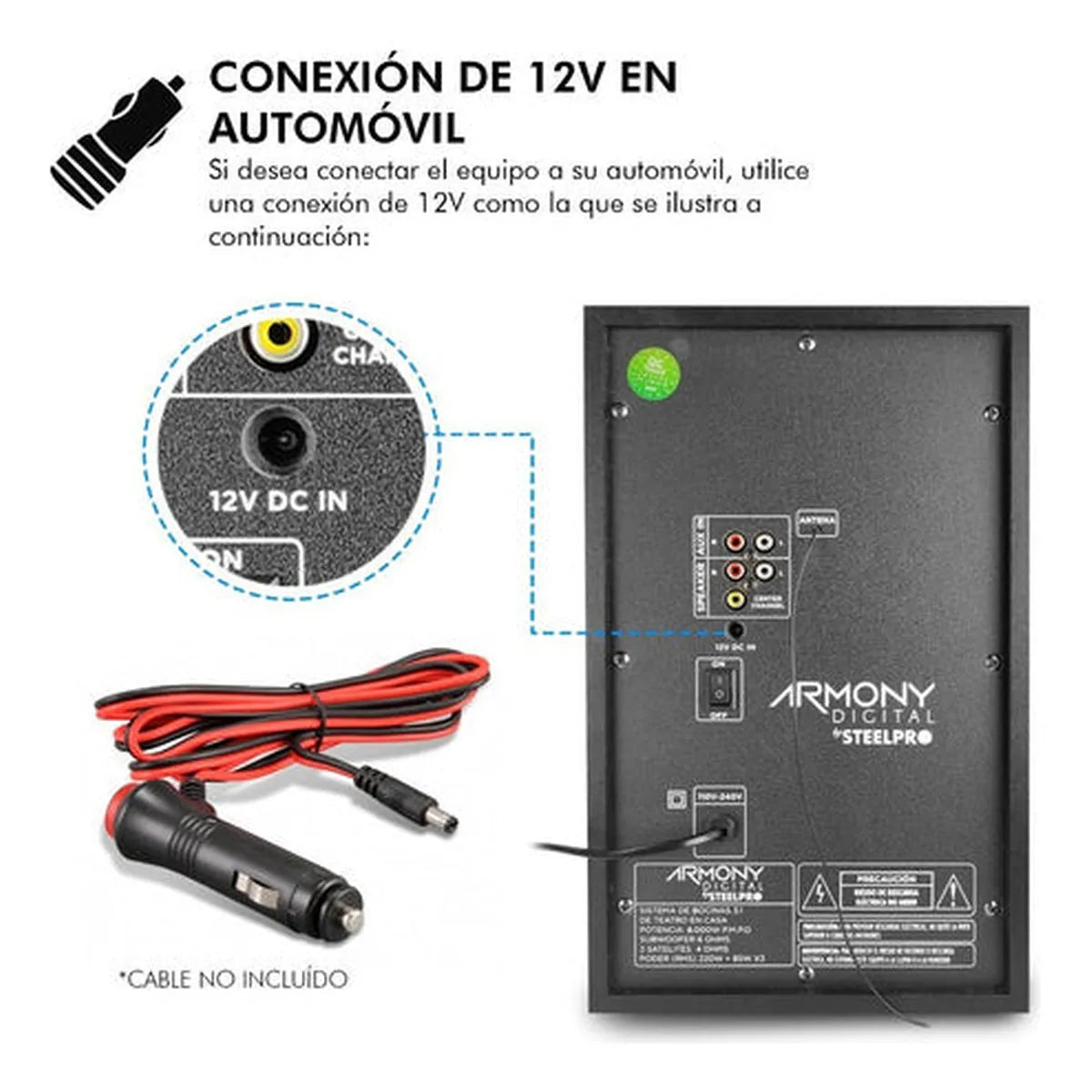 Steelpro Minicomponente Home Theater 8,000 W - Armony - b3.1 Color Negro Potencia Rms 475 W