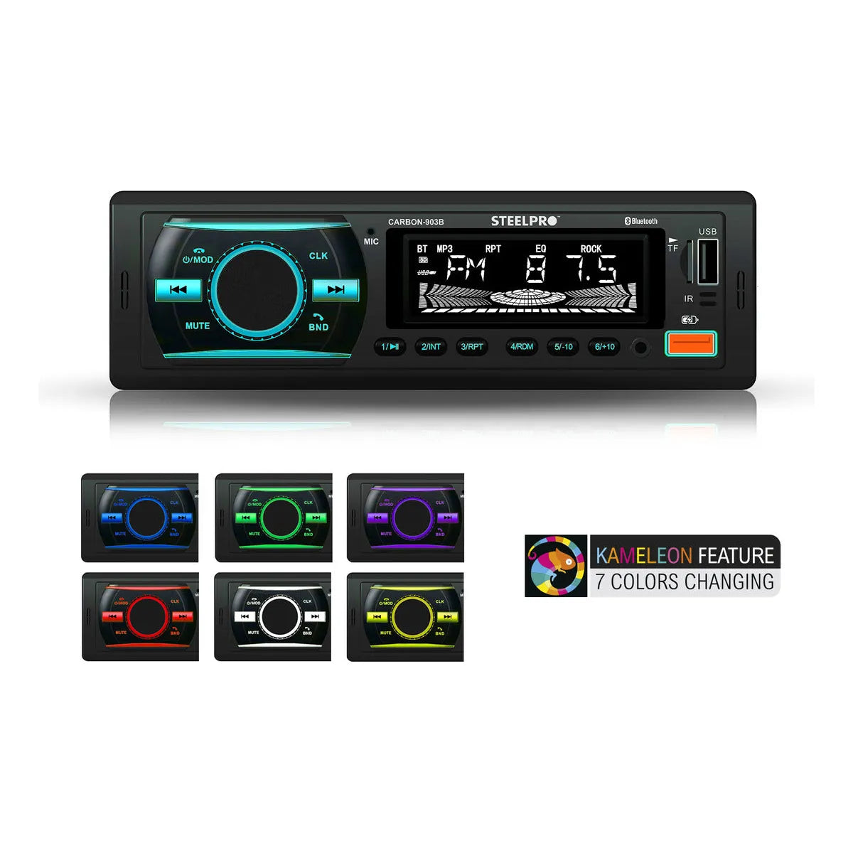 Steelpro Technologies Carbon-903b Autoestereo Bluetooth Usb Multicolor