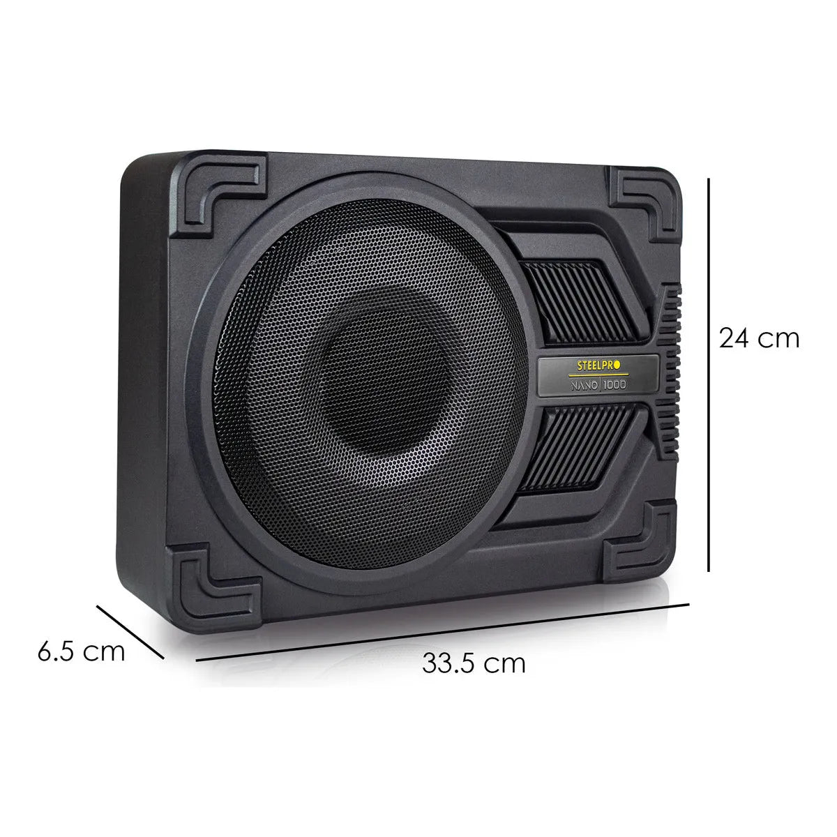 Subwoofer 10puLG Amplificado Steelpro Nano1000 1000w Color Negro