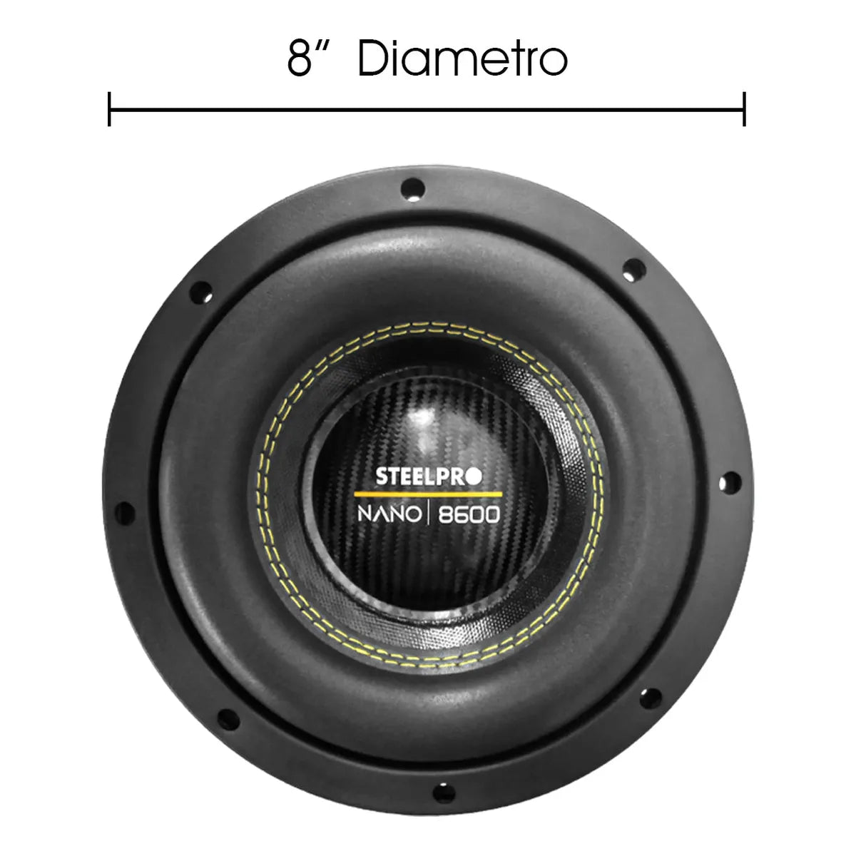 Subwoofer 8puLG Steelpro Nano8600 2500w Doble Bobina Color Negro