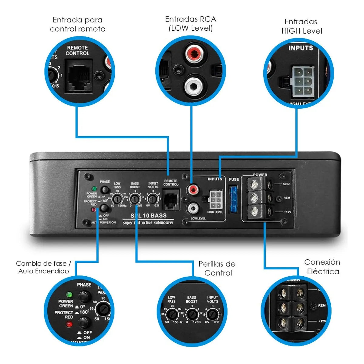 Subwoofer Amplificado 10 Autopower 800w By Steelpro Color Negro