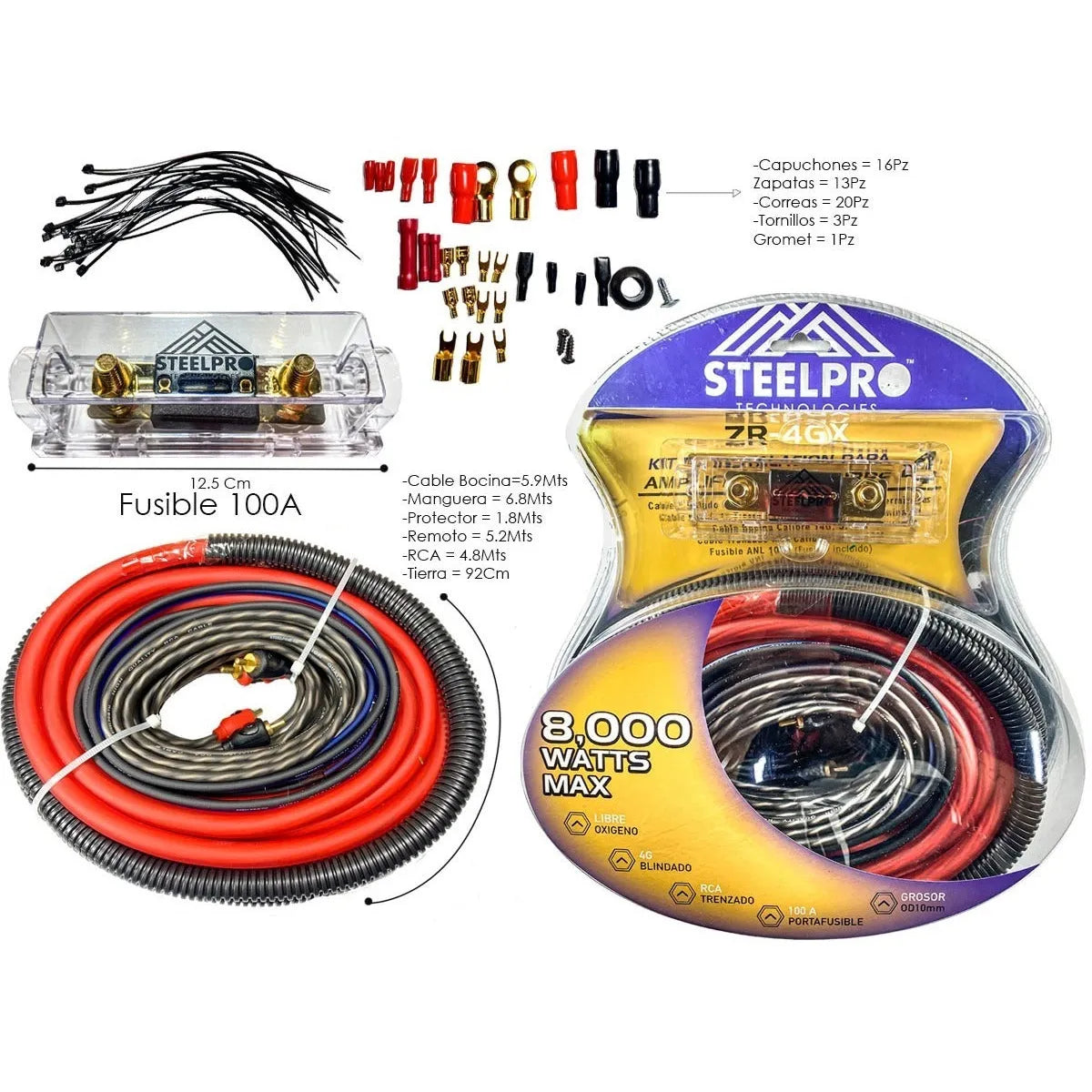 Subwoofer Amplificado 10' Axel By Steelpro + Kit De Cables