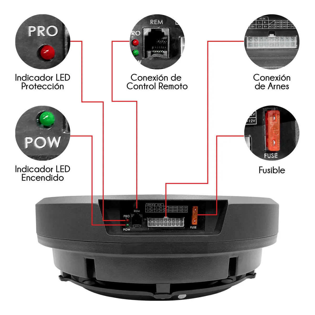 Subwoofer Amplificado 12 PuLG Llanta Repuesto Nano Steelpro Color Negro